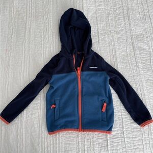 Lands' End Kids' Navy and Blue Hoodie with Orange Accents